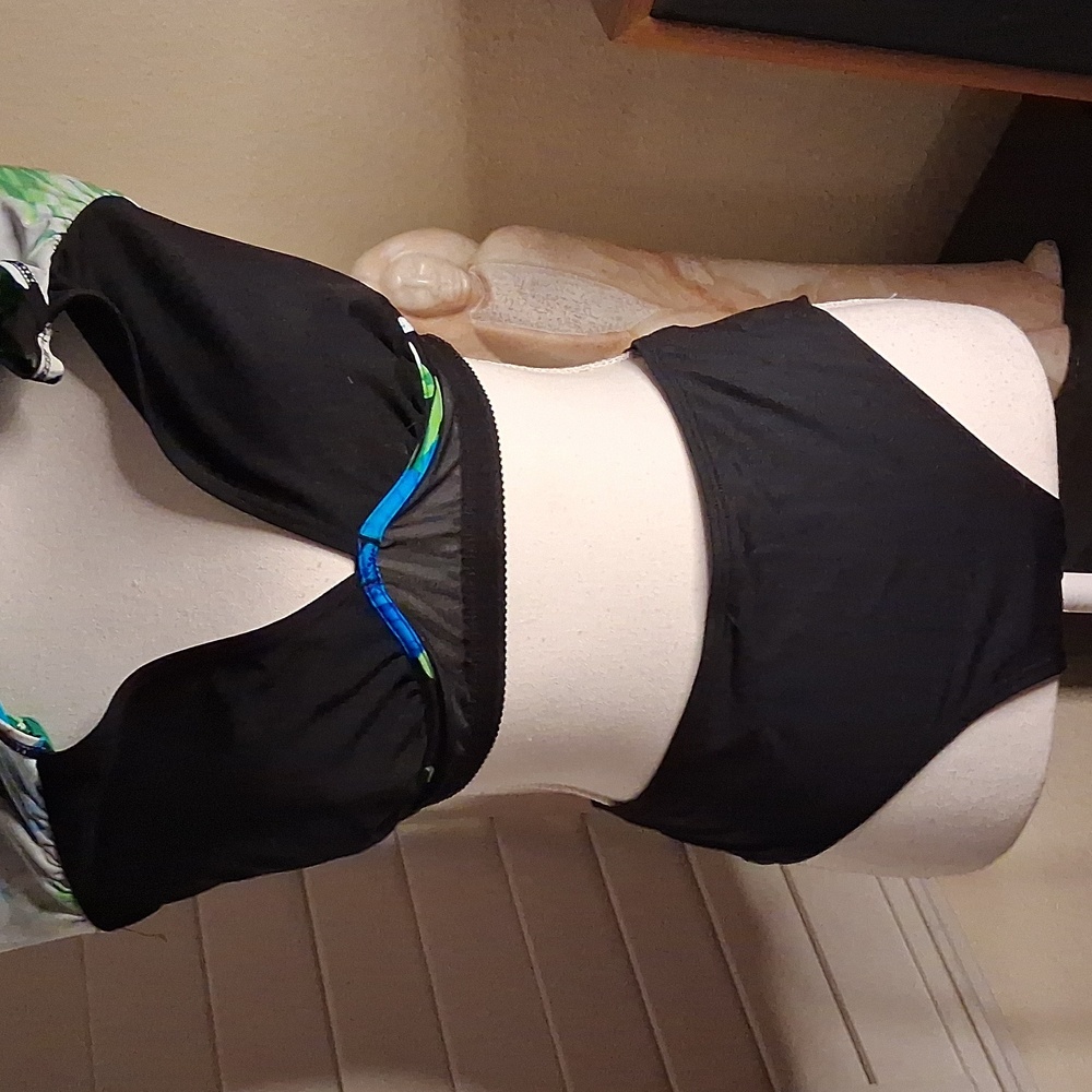 💙👙Coco Reef Blue, Green, White & Black Floral Tankini 2 Piece Swim Suit SZ 38D - Picture 6 of 7